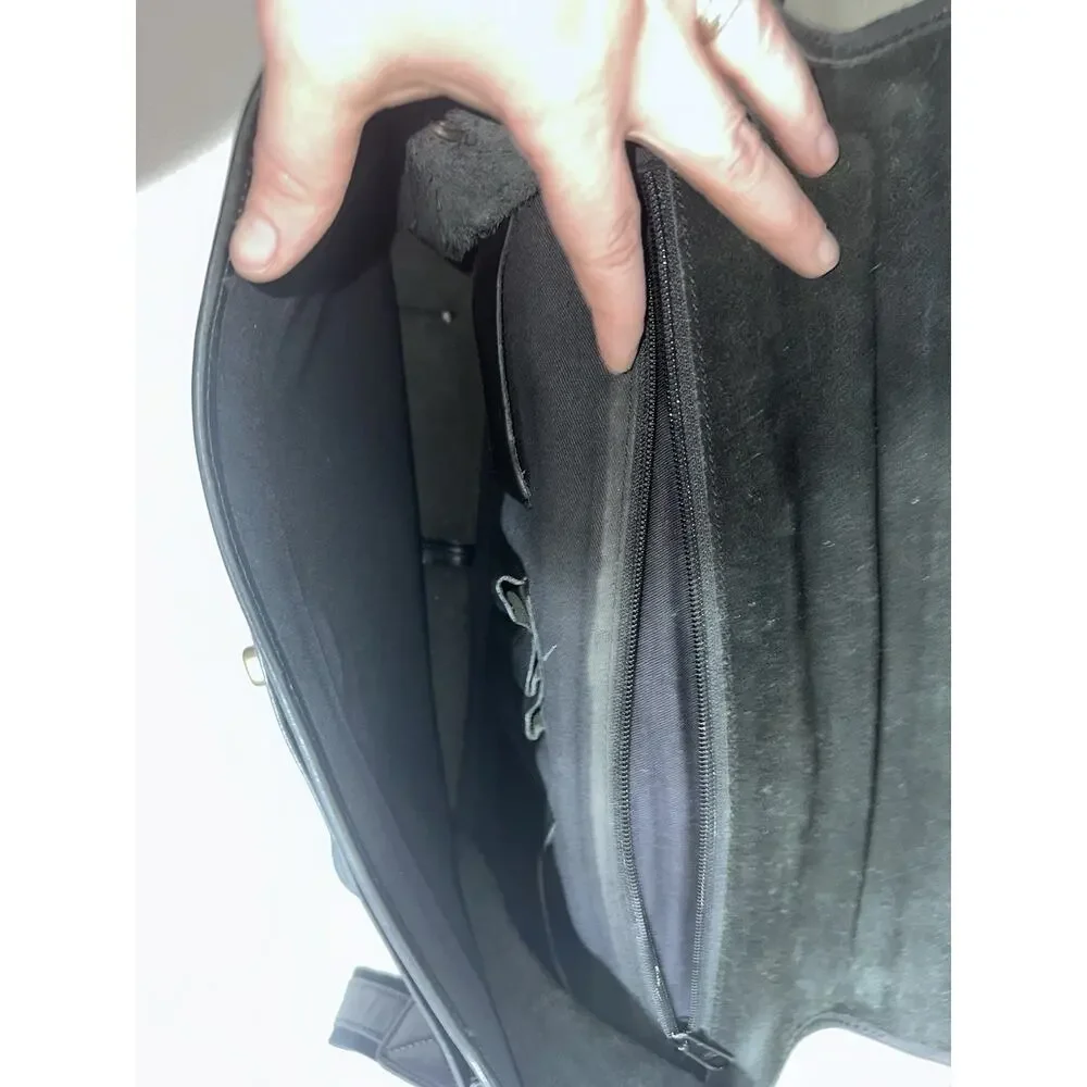 Black Leather Vtg Messenger Bag Turn Lock Laptop Bag Briefcase